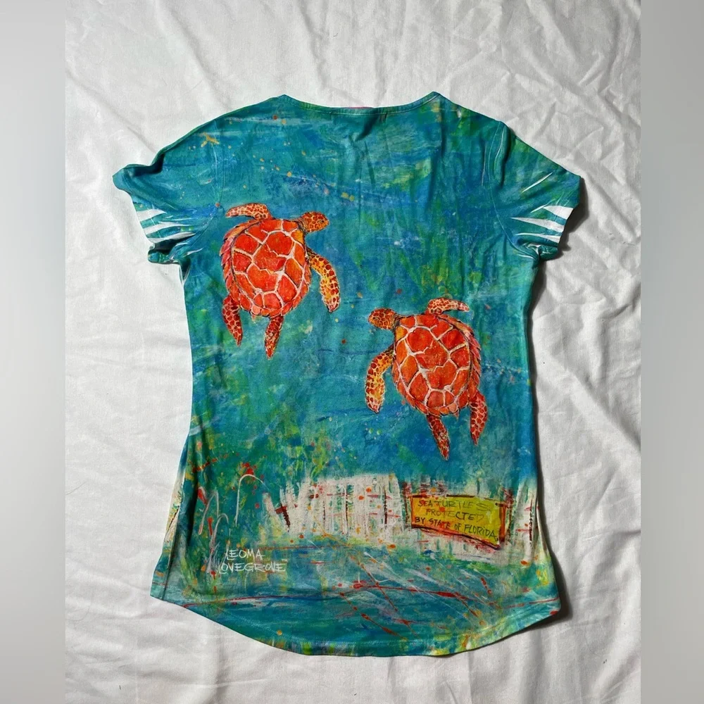 Leoma Lovegrove Art to wear Sea Turtles Doublesided t shirt womens size S - Picture 2 of 6